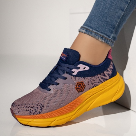 Pantofi sport roz cu siret si talpa groasa ZEF13457, 2, zeforia.ro