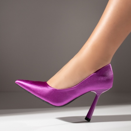 Pantofi Stiletto, Pantofi Stiletto dama cu toc mov MOD07132, modlet.ro