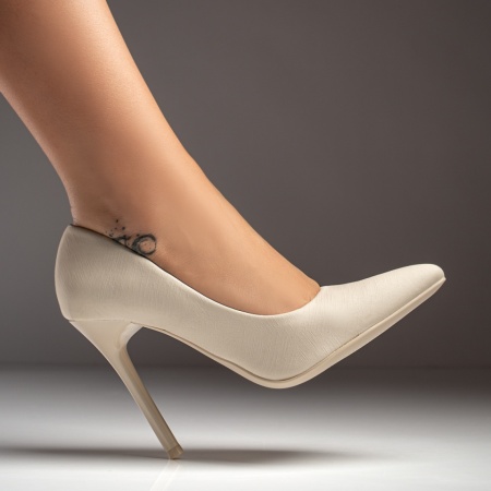 Pantofi Stiletto, Pantofi Stiletto dama cu toc subtire bej MOD12121, modlet.ro