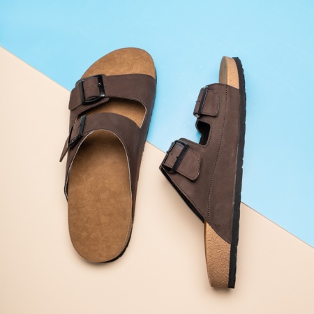 Papuci barbati casual maro din Piele naturala MOD13736, 3, modlet.ro