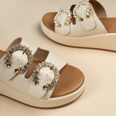 Papuci casual cu platforma dama bej deschis MOD13832, 4, modlet.ro