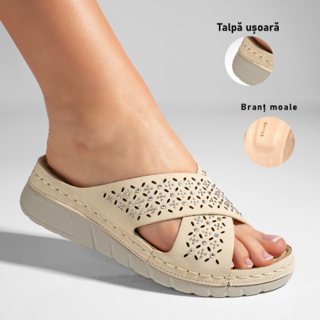 Papuci casual cu platforma dama bej DORA2, 3, modlet.ro