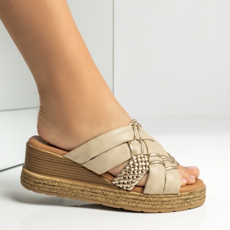 Papuci casual dama cu platforma bej ANA32, 3, modlet.ro