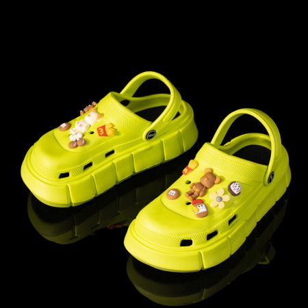 1+JUMATATE, Papuci dama cu accesorii colorate verzi MDL09340 - modlet.ro