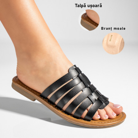 Papuci dama negri cu talpa joasa MOD11337, 3, modlet.ro