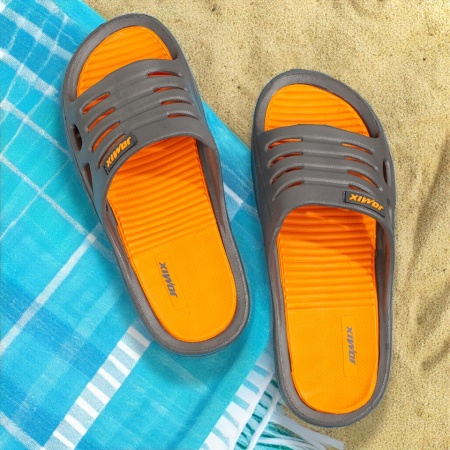 Slapi plaja barbati, Papuci de plaja barbati gri cu portocaliu ZEF09015 - zeforia.ro
