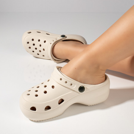 Papuci tip crocsi albi ZEF11489