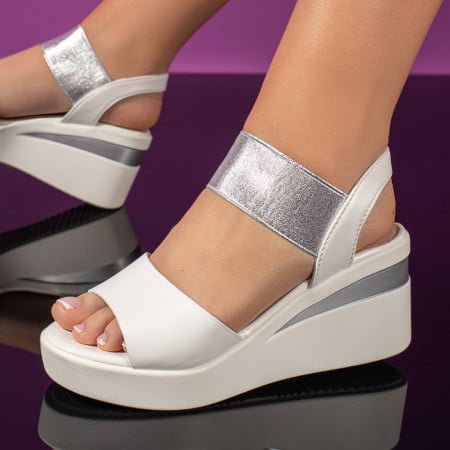 Sandale cu platforma dama albe ZEF08501