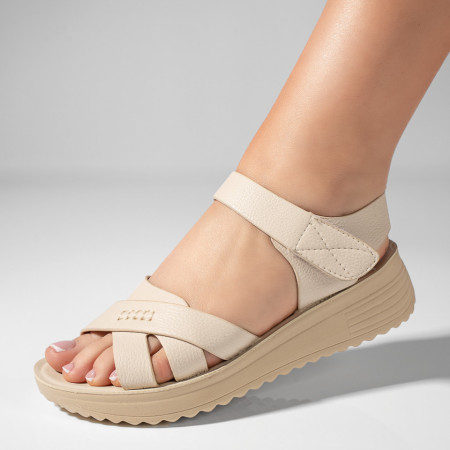 Sandale cu platforma dama bej ZEF11342