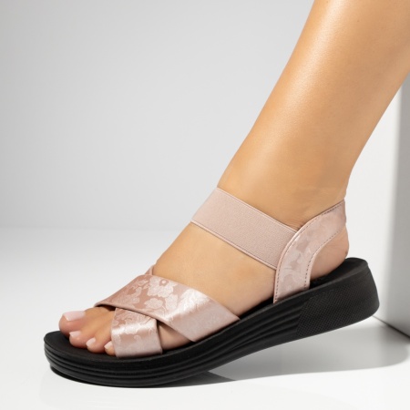Sandale dama cu imprimeu roz MOD13394