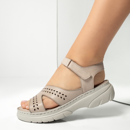 Sandale dama cu platforma gri din Piele naturala ZEF13634, 2, zeforia.ro