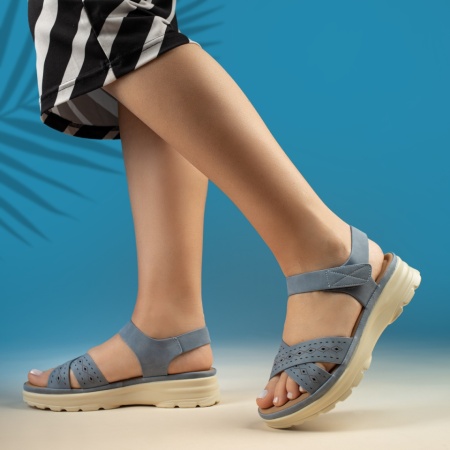 Sandale dama cu platforma si bareta albastre ZEF13504
