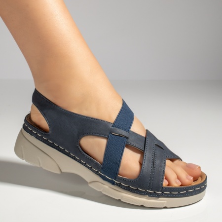 Sandale dama cu platforma si bareta elastica albastre MOD11585, 4, modlet.ro