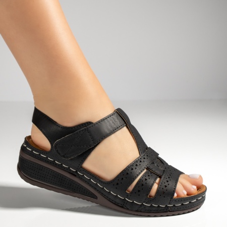 Sandale dama cu platforma si inchidere cu scai negre ZEF11511, 3, zeforia.ro