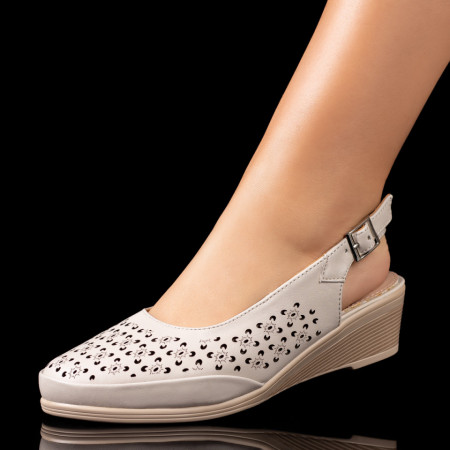 Incaltaminte dama, Sandale dama cu platforma si perforatii bej MOD09314, modlet.ro