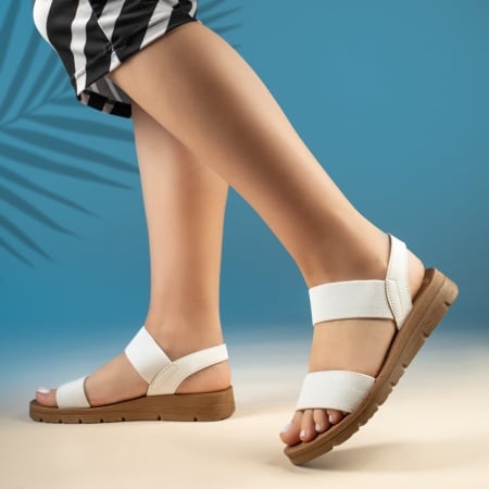 Sandale dama cu talpa groasa albe MOD13580, 2, modlet.ro