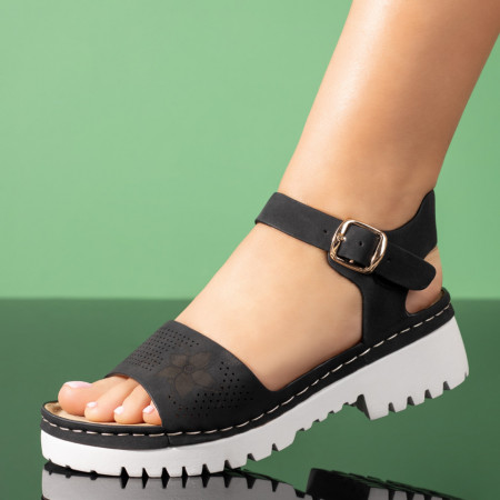 Sandale dama, Sandale dama cu talpa groasa negre MOD09264, modlet.ro