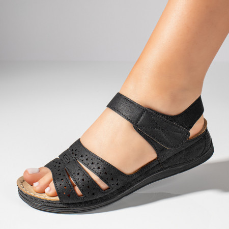 Sandale dama cu talpa groasa si perforatii negre ZEF11456, 4, zeforia.ro