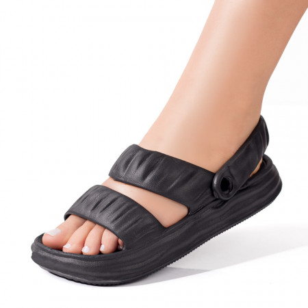 REDUCERI INCALTAMINTE, Sandale dama cu talpa joasa negre MOD08614, modlet.ro