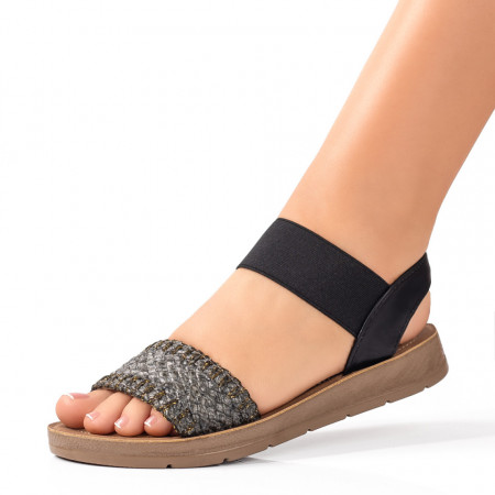Incaltaminte dama, Sandale dama cu talpa joasa negre MOD09119, modlet.ro