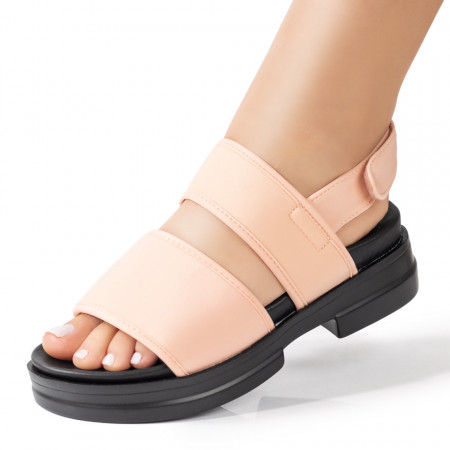 Sandale dama din material textil roz cu talpa groasa MDL08743