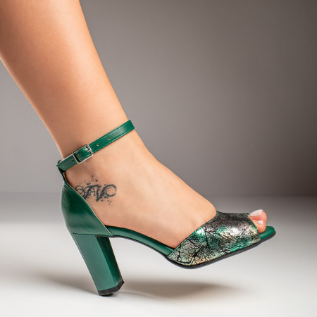Sandale dama, Sandale dama elegante verzi din Piele naturala ZEF07651 - zeforia.ro
