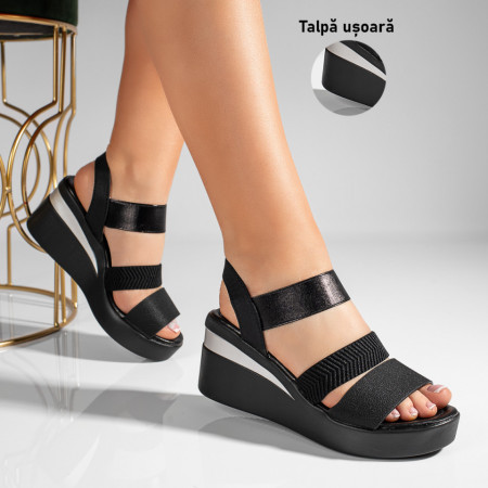Sandale dama negre cu platforma MOD11314, 4, modlet.ro