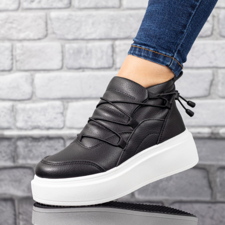Sneakers dama cu siret elastic negri MOD10123