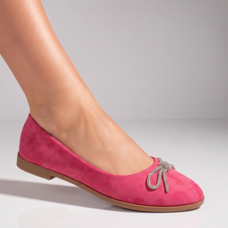 Balerini dama cu fundita roz suede INA15, 3, modlet.ro