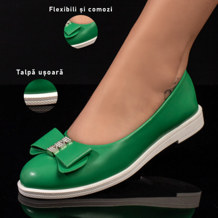 Balerini dama verzi cu fundita si accesoriu cu pietre ZEF11014, 3, zeforia.ro