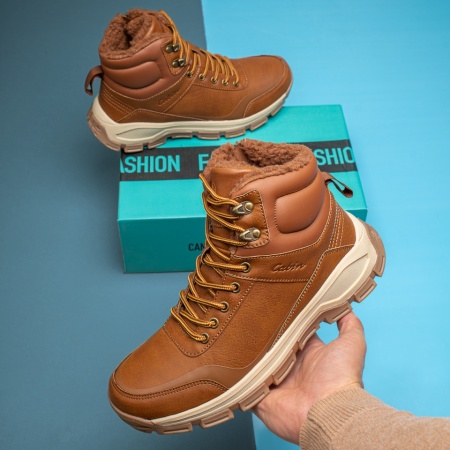 REDUCERI INCALTAMINTE, Bocanci barbati cu siret si fermoar maro MOD12563, modlet.ro