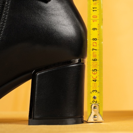 Botine dama cu fundita si toc gros negre MOD14085, 5, modlet.ro