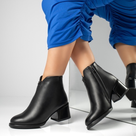 Botine dama, Botine dama cu toc negre MOD12644, modlet.ro