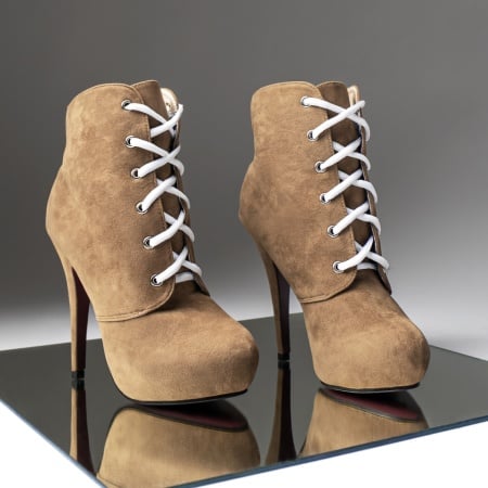 Incaltaminte dama, Botine dama cu toc subtire si platforma khaki suede ZEF12741, zeforia.ro