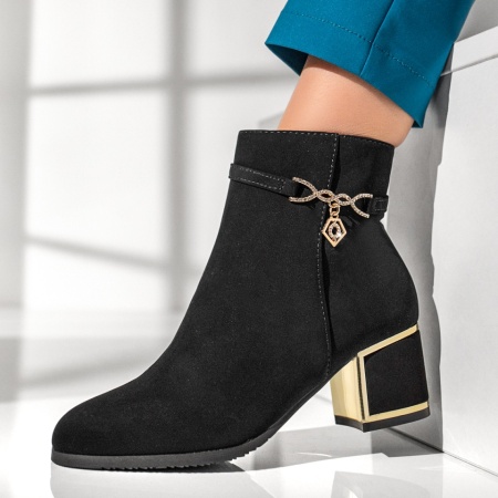 Botine negre dama cu toc gros MOD12900, 2, modlet.ro