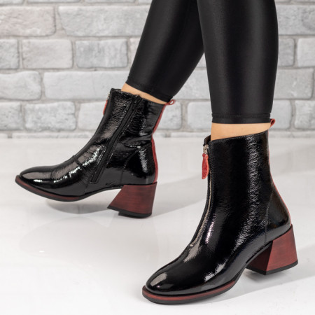 Cizme dama negre cu fermoar si toc gros din Piele naturala MOD10377, 4, modlet.ro