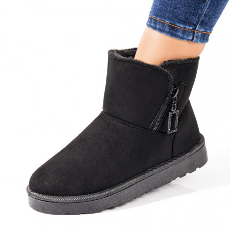 Cizme dama scurte cu fermoar lateral negre suede ZEF07729, 2, zeforia.ro