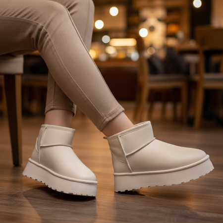 Cizme scurte tip oog dama bej MOD12592, 2, modlet.ro