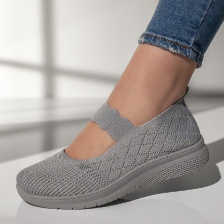Pantofi dama, Espadrile dama cu talpa groasa gri MOD13180, modlet.ro