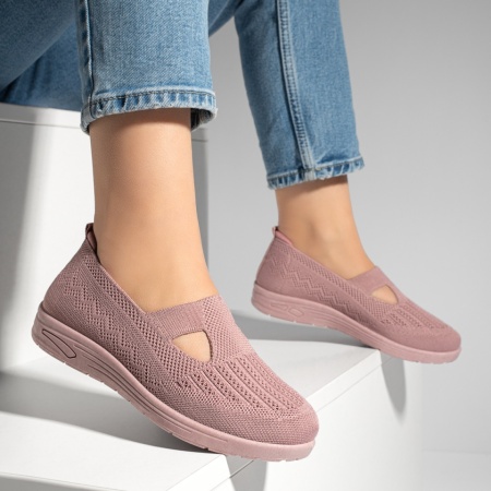 Espadrile dama cu talpa joasa din material textil roz MOD13062, 2, modlet.ro