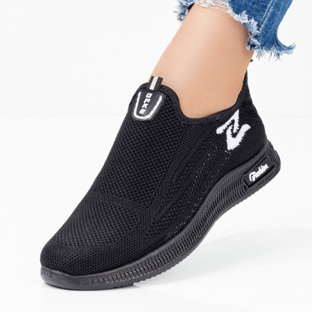 Oferta zilei, Espadrile dama sport din material textil negri cu alb MOD08072, modlet.ro
