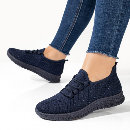 Espadrile sport dama albastre cu siret si strasuri ZEF10998, 2, zeforia.ro