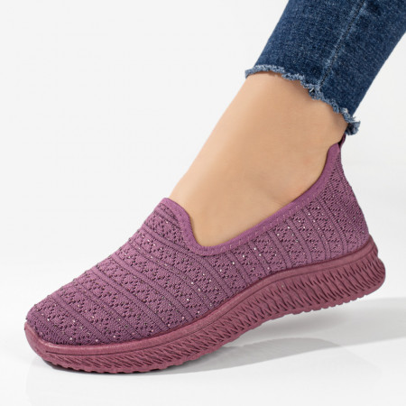 Espadrile sport dama, Espadrile sport dama cu strasuri din material textil mov ZEF10997, zeforia.ro