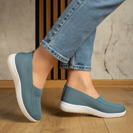 Espadrile sport dama cu talpa joasa si perforatii albastre ZEF13056, 3, zeforia.ro