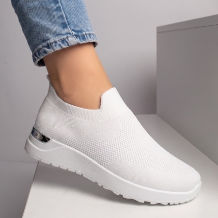 Espadrile sport dama din material textil albe MOD08522, 2, modlet.ro