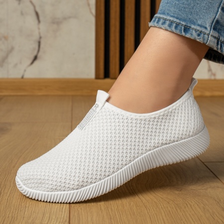 Incaltaminte dama, Espadrile sport dama din material textil albe MOD13057, modlet.ro