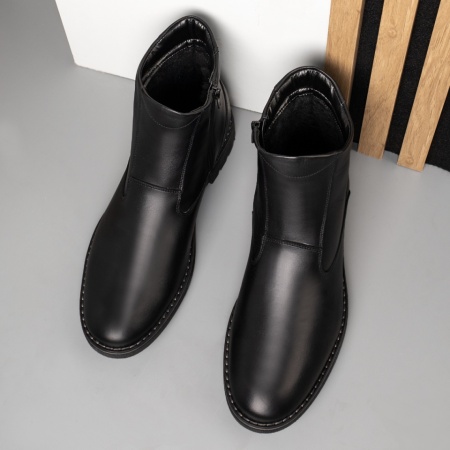 Ghete barbati negre cu fermoar din Piele naturala MOD02916, 3, modlet.ro