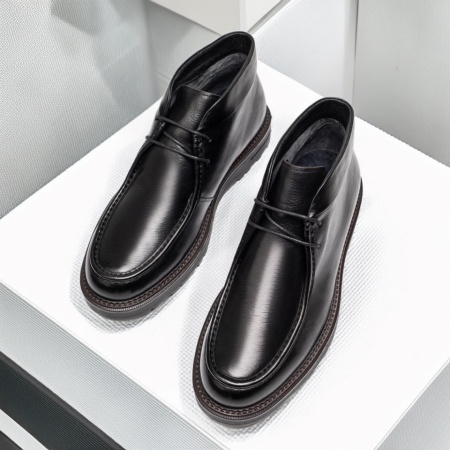 Ghete barbati negre cu siret elastic din Piele naturala MOD13989