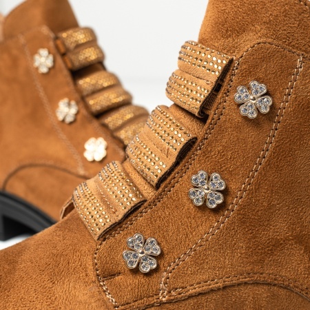 Ghete dama cu fermoar maro suede FLORINA2, 4, modlet.ro