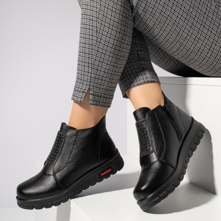 Ghete dama cu fermoar negre MOD12205, 2, modlet.ro